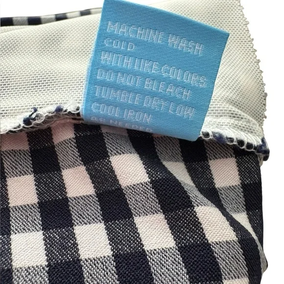 J. McLaughlin Hyana Pants Navy Ivory Gingham Straight Leg Stretch size 12 - Picture 8 of 9